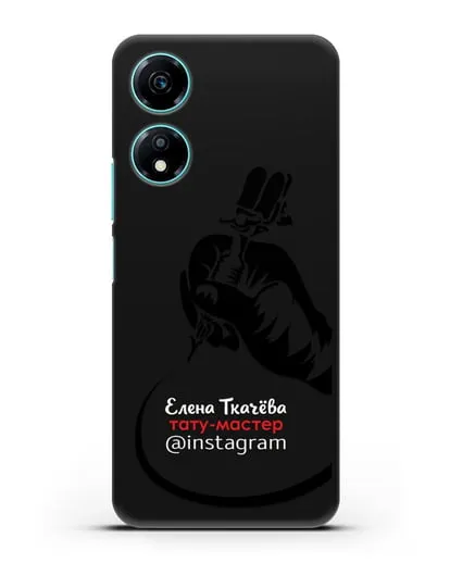 Чехол визитка Тату мастер с фамилией и инстаграм силиконовый для Honor X5 Plus