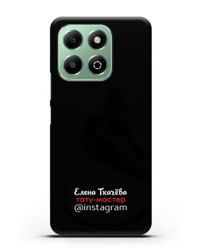 Чехол визитка Тату мастер с фамилией и инстаграм силиконовый для Honor X6b