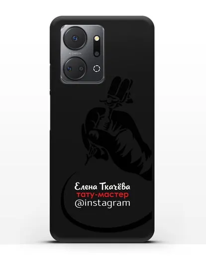 Чехол визитка Тату мастер с фамилией и инстаграм силиконовый для Honor X7a