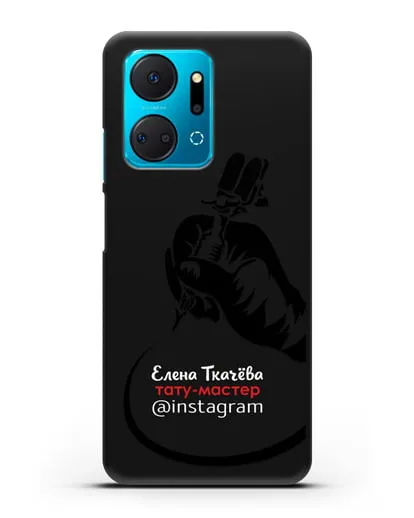 Чехол визитка Тату мастер с фамилией и инстаграм силиконовый для Honor X7a Plus