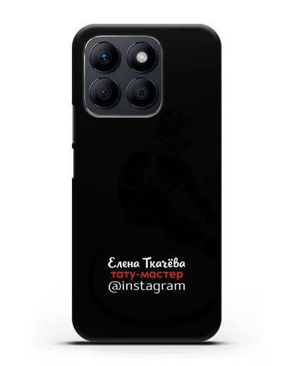 Чехол визитка Тату мастер с фамилией и инстаграм силиконовый для Honor X8b
