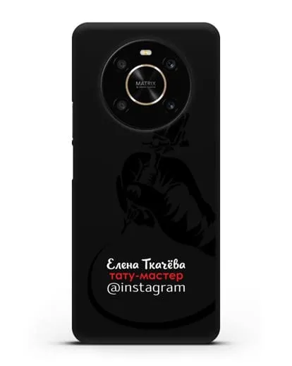Чехол визитка Тату мастер с фамилией и инстаграм силиконовый для Honor X9