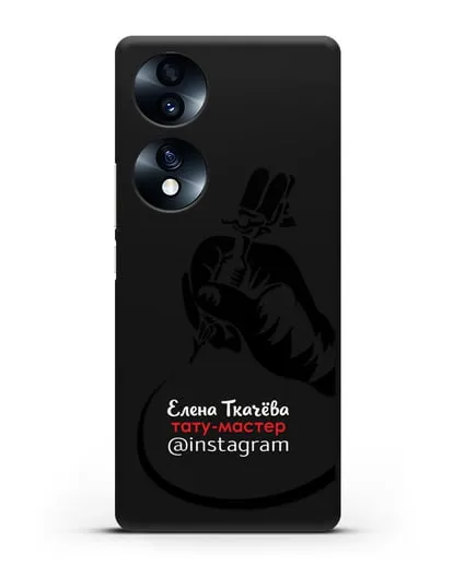 Чехол визитка Тату мастер с фамилией и инстаграм силиконовый для Honor 70