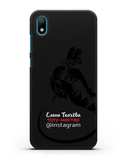 Чехол визитка Тату мастер с фамилией и инстаграм силиконовый для Huawei Y5 2019
