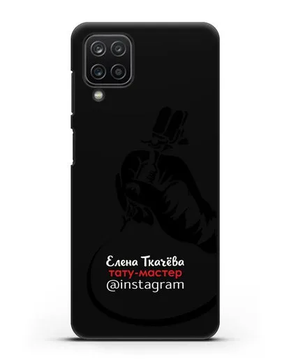 Чехол визитка Тату мастер с фамилией и инстаграм силиконовый для Samsung Galaxy M12 [SM-M127F]
