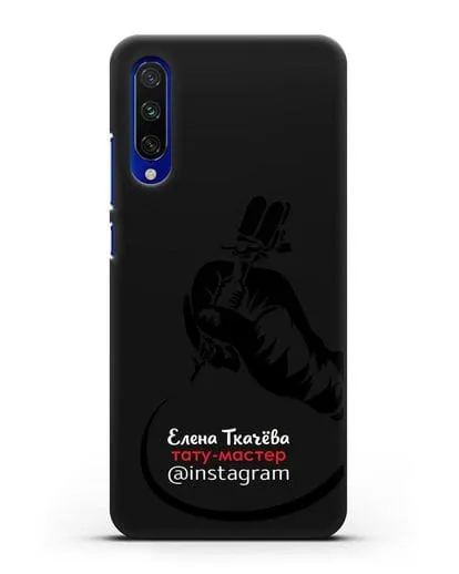 Чехол визитка Тату мастер с фамилией и инстаграм силиконовый для Xiaomi Mi A3