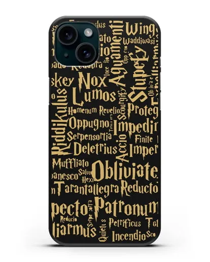 Чехол с заклинаниями из Гарри Поттера силиконовый для iPhone 15 Plus
