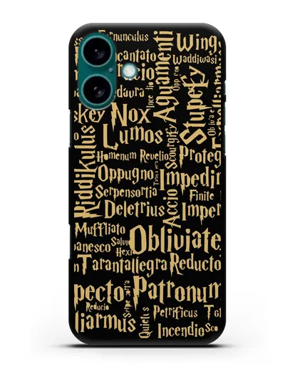 Чехол с заклинаниями из Гарри Поттера силиконовый для iPhone 16 Plus