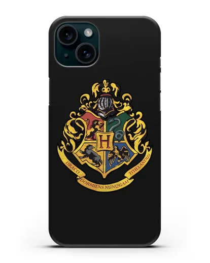 Чехол с гербом школы чародейства и волшебства Хогвартс силиконовый для iPhone 15 Plus