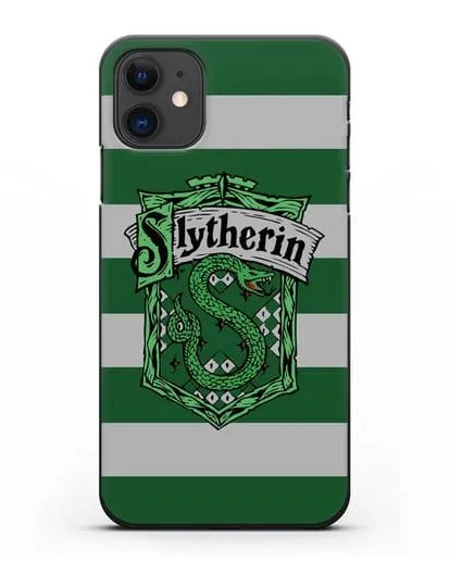 Чехол с гербом факультета Слизерин силиконовый для iPhone 11