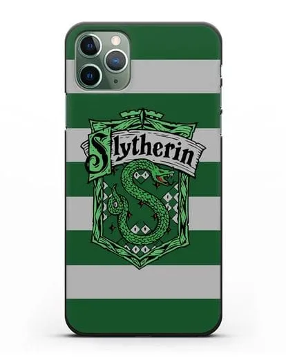 Чехол с гербом факультета Слизерин силиконовый для iPhone 11 Pro