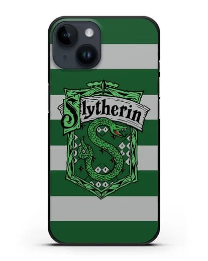 Чехол с гербом факультета Слизерин силиконовый для iPhone 14
