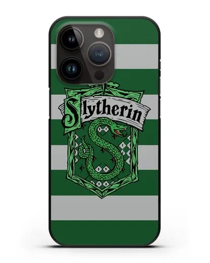Чехол с гербом факультета Слизерин силиконовый для iPhone 14 Pro