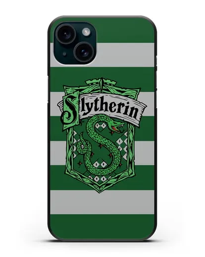 Чехол с гербом факультета Слизерин силиконовый для iPhone 15 Plus