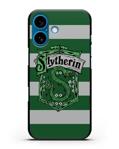 Чехол с гербом факультета Слизерин силиконовый для iPhone 16