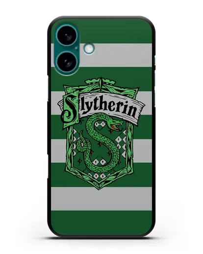 Чехол с гербом факультета Слизерин силиконовый для iPhone 16 Plus