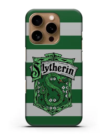 Чехол с гербом факультета Слизерин силиконовый для iPhone 16 Pro