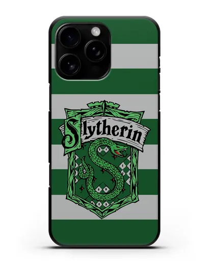Чехол с гербом факультета Слизерин силиконовый для iPhone 16 Pro Max