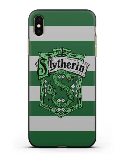 Чехол с гербом факультета Слизерин силиконовый для iPhone XS Max