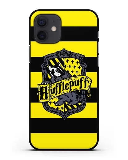 Чехол с гербом факультета Пуффендуй силиконовый для iPhone 12