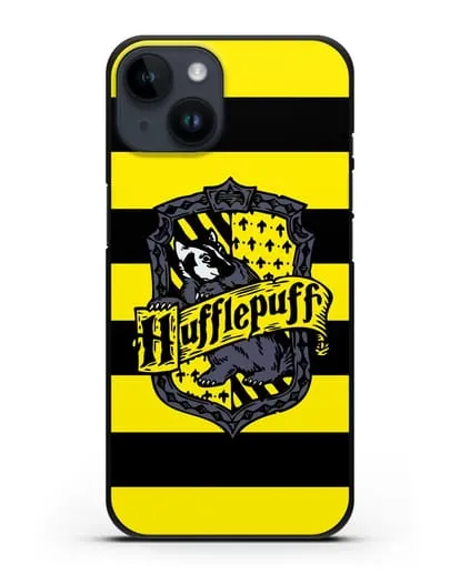 Чехол с гербом факультета Пуффендуй силиконовый для iPhone 14