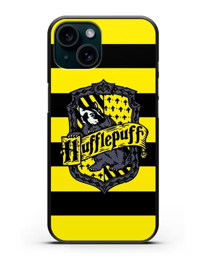 Чехол с гербом факультета Пуффендуй силиконовый для iPhone 15
