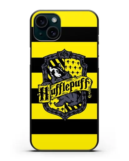 Чехол с гербом факультета Пуффендуй силиконовый для iPhone 15 Plus