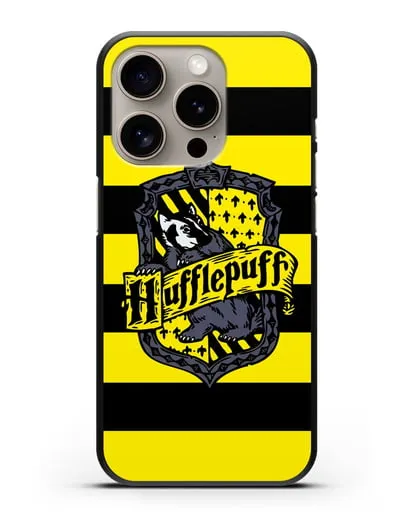 Чехол с гербом факультета Пуффендуй силиконовый для iPhone 15 Pro