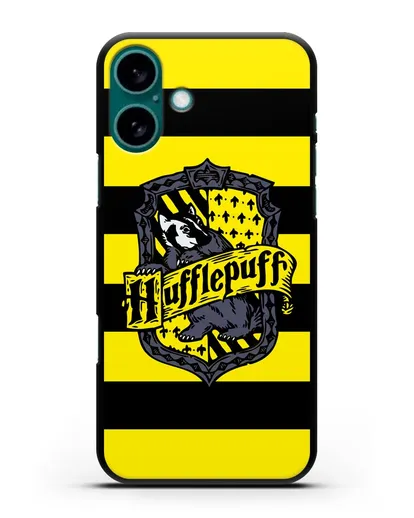 Чехол с гербом факультета Пуффендуй силиконовый для iPhone 16 Plus