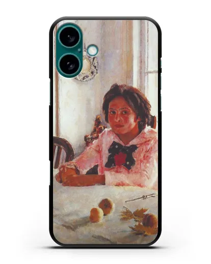 Чехол Девочка с персиками (Серов) силиконовый для iPhone 16 Plus