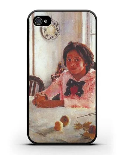 Чехол Девочка с персиками (Серов) силиконовый для iPhone 4/4s