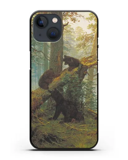 Чехол Мишки на поляне. Утро в сосновом лесу (Шишкин) силиконовый для iPhone 13