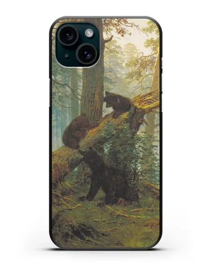 Чехол Мишки на поляне. Утро в сосновом лесу (Шишкин) силиконовый для iPhone 15 Plus
