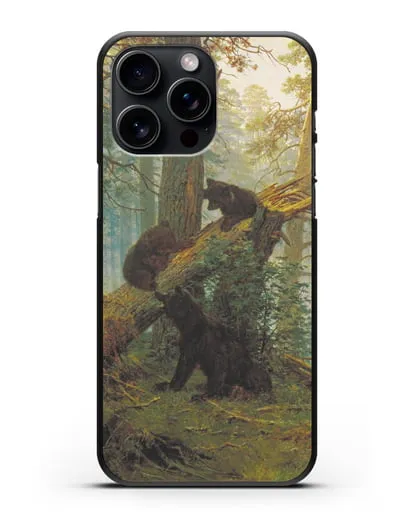Чехол Мишки на поляне. Утро в сосновом лесу (Шишкин) силиконовый для iPhone 15 Pro Max