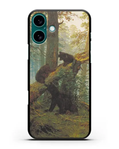 Чехол Мишки на поляне. Утро в сосновом лесу (Шишкин) силиконовый для iPhone 16 Plus