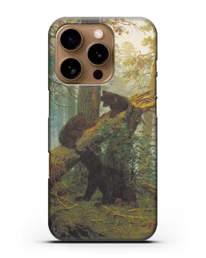 Чехол Мишки на поляне. Утро в сосновом лесу (Шишкин) силиконовый для iPhone 16 Pro