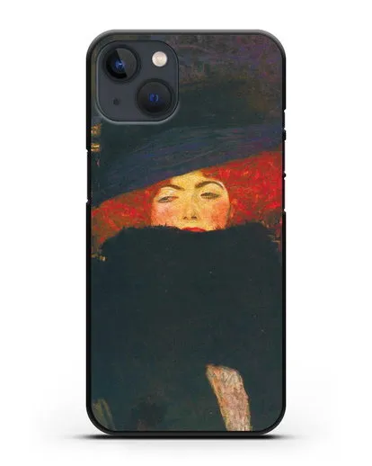Чехол Дама в шляпке и боа из перьев (Густав Климт) силиконовый для iPhone 13