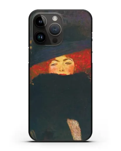 Чехол Дама в шляпке и боа из перьев (Густав Климт) силиконовый для iPhone 14 Pro Max