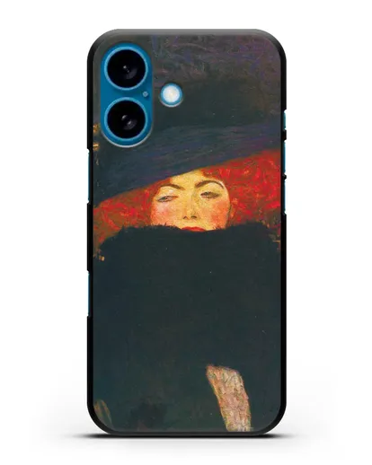 Чехол Дама в шляпке и боа из перьев (Густав Климт) силиконовый для iPhone 16