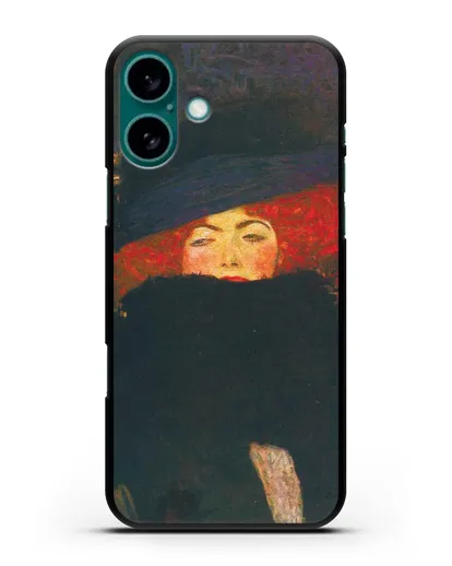 Чехол Дама в шляпке и боа из перьев (Густав Климт) силиконовый для iPhone 16 Plus