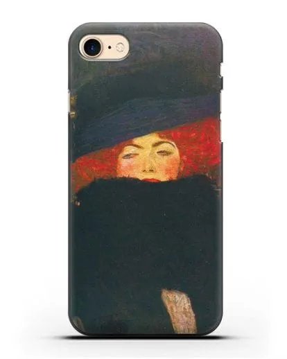 Чехол Дама в шляпке и боа из перьев (Густав Климт) силиконовый для iPhone 7