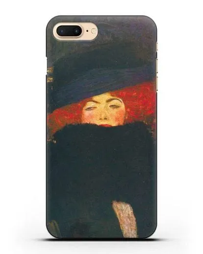 Чехол Дама в шляпке и боа из перьев (Густав Климт) силиконовый для iPhone 7 Plus