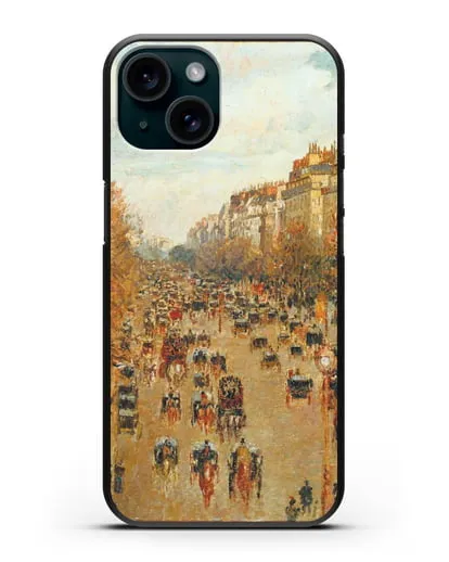 Чехол Бульвар Монмартр в Париже (Камиль Писсарро) силиконовый для iPhone 15