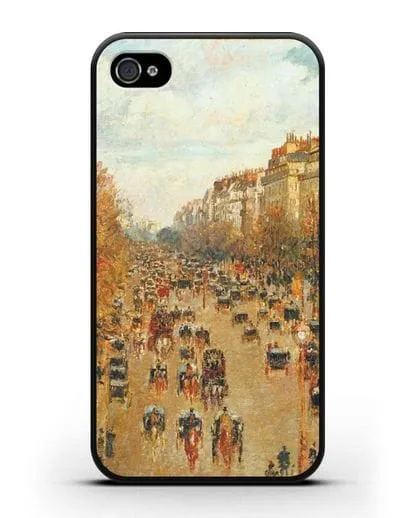 Чехол Бульвар Монмартр в Париже (Камиль Писсарро) силиконовый для iPhone 4/4s