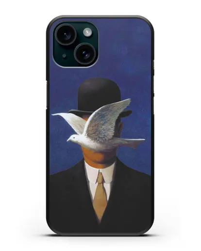 Чехол Человек в котелке (Рене Магритт) силиконовый для iPhone 15
