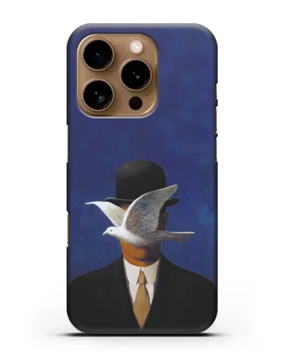 Чехол Человек в котелке (Рене Магритт) силиконовый для iPhone 16 Pro