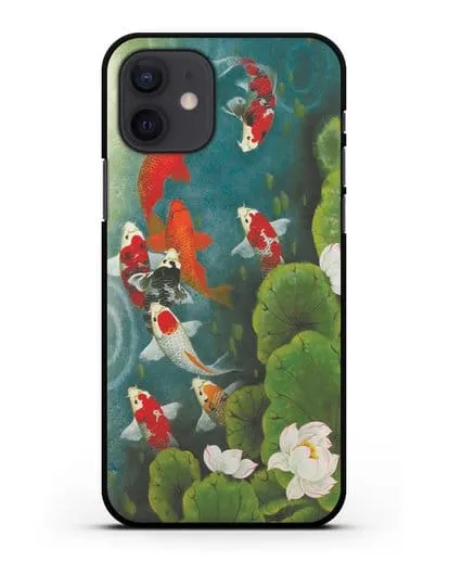 Чехол Японский пруд с карпами силиконовый для iPhone 12