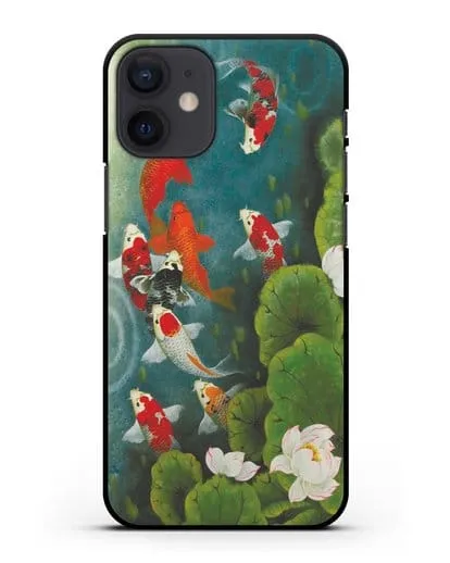 Чехол Японский пруд с карпами силиконовый для iPhone 12 mini