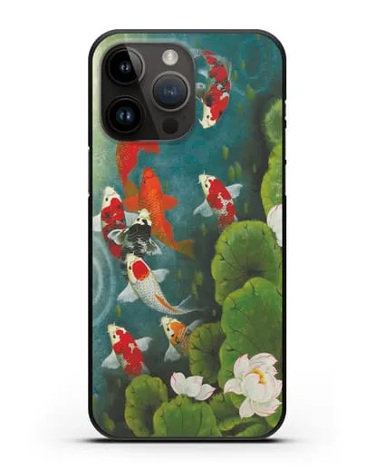 Чехол Японский пруд с карпами силиконовый для iPhone 14 Pro Max