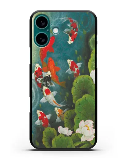 Чехол Японский пруд с карпами силиконовый для iPhone 16 Plus